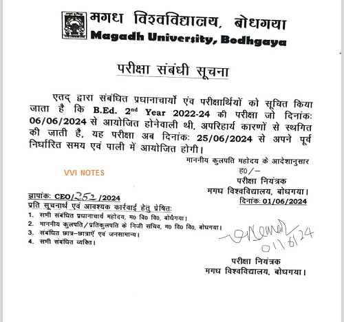 MAGADH UNIVERSITY B.ED EXAM DATE 2024