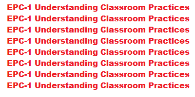 EPC-1 Understanding Classroom Practices